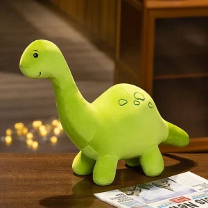 Gulligt gosedjur i form av dinosaurie med färgstark fantasidesign i tecknad stil