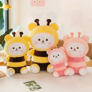 Kawaii tecknat bi som björn gosedjur, mjukt och kramvänligt för barn vid läggdags