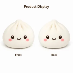 Prydnadskudde i dumplingform med leende emoji, rosiga kinder och flera figurvarianter