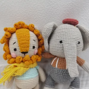 Lejon och elefant gosedjur, Amigurumi och kawaii, handgjord stickad stil handmade 32 Lejon och elefant gosedjur, Amigurumi och kawaii, handgjord stickad stil handmade