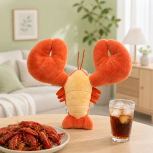 Alternative view of Lobster gosedjur i kawaii-stil, mjuk kudde med krabba och räka, julklapp för barn