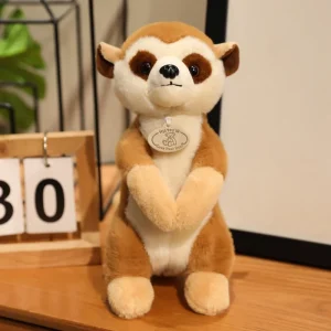 Meerkat gosedjur i naturtrogen lemurdesign, mjukt anime-djur för skrivbord och barn