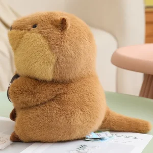Groundhog gosedjur som kramkudde, naturtroget och gulligt, med en nöt i famnen, 22 cm