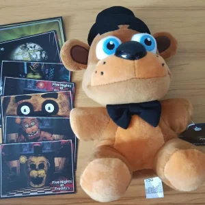 Björn gosedjur med spelkaraktären Bonnie från Five Nights at Freddy’s i tecknad stil