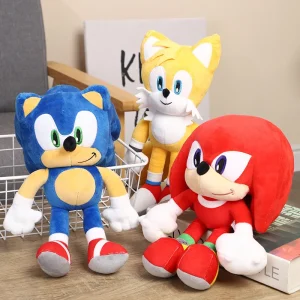 Sonic the Hedgehog gosedjur, med Amy Rose, Knuckles och Tails i tecknad stil, 30 cm