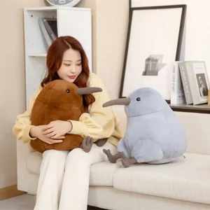 Naturtroget kiwi bird gosedjur i tecknad stil, mjuk kramkudde, söt present, 30–40 cm