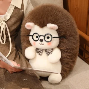 Brunt, fluffigt Hedgehog gosedjur med tecknad design och stående form, 23–40 cm