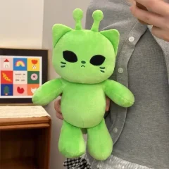 Katt gosedjur som mjuk kudde med kawaii-uttryck och sött alieninspirerat motiv