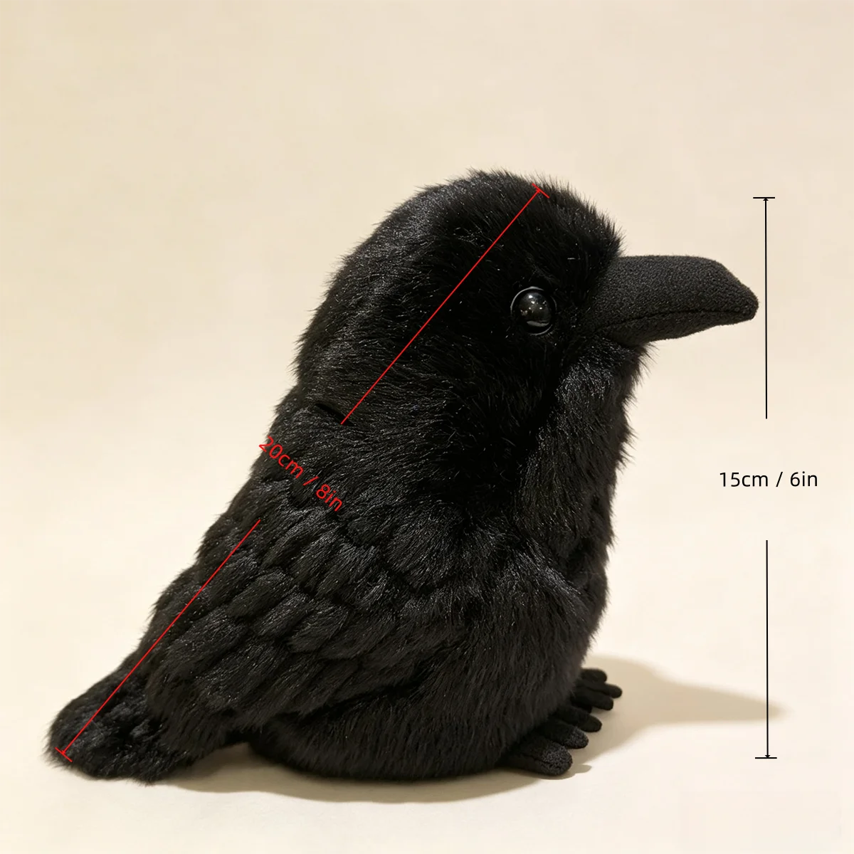 Svart crow gosedjur med söt, realistisk fågelform och kreativ Halloweenstil 8 Svart crow gosedjur med söt, realistisk fågelform och kreativ Halloweenstil - Bild 8