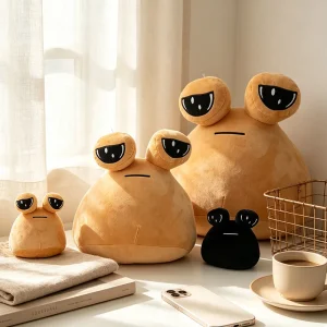 Pou gosedjur från My Pet Alien, storögd alienkudde i anime- och spelstil, 10–40 cm