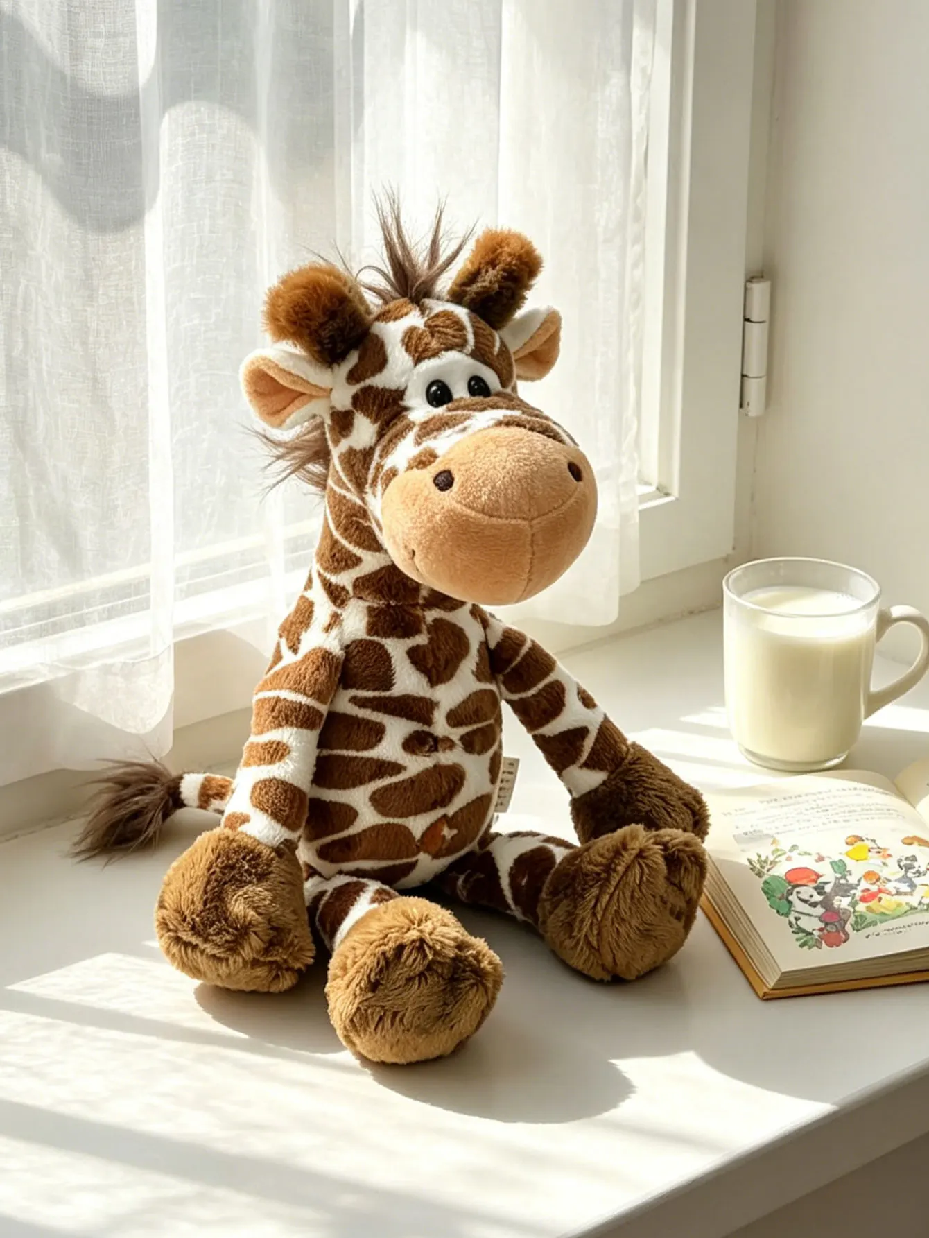 Giraffe gosedjur med söt design, mjukt djungeldjur för hem och soffa, 28 cm 19 Giraffgosedjur i helfigur med platt form och utsträckta lemmar.