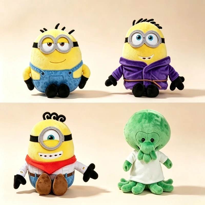 Despicable Me Minion gosedjur med Bob Minion i kawaii-stil, för fans, 23 cm 26 Färgglada Minion-gosedjur från Despicable Me, med flera synliga figurutföranden.