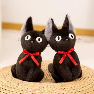 Svart katt gosedjur med kawaii-inspirerad häxdesign, handgjord animefigur för barn 8 Svart katt gosedjur med kawaii-inspirerad häxdesign, handgjord animefigur för barn
