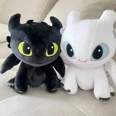 Drake gosedjur i form av mjuk drakekudde med Toothless, Light Fury och Night Fury