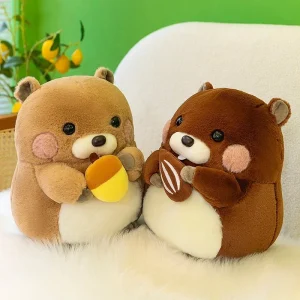 Kawaii hamster gosedjur som mjuk kramkudde, söt murmeldjurfigur som håller i mat, 30–40 cm