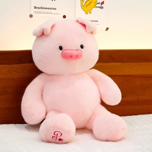 Sött rosa gris gosedjur som mjuk kawaii-prydnadskudde för soffan och present till vuxen