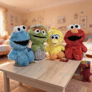 Klassiskt Sesame Street Big Bird gosedjur med Elmo, Cookie Monster och Oscar, 20 cm