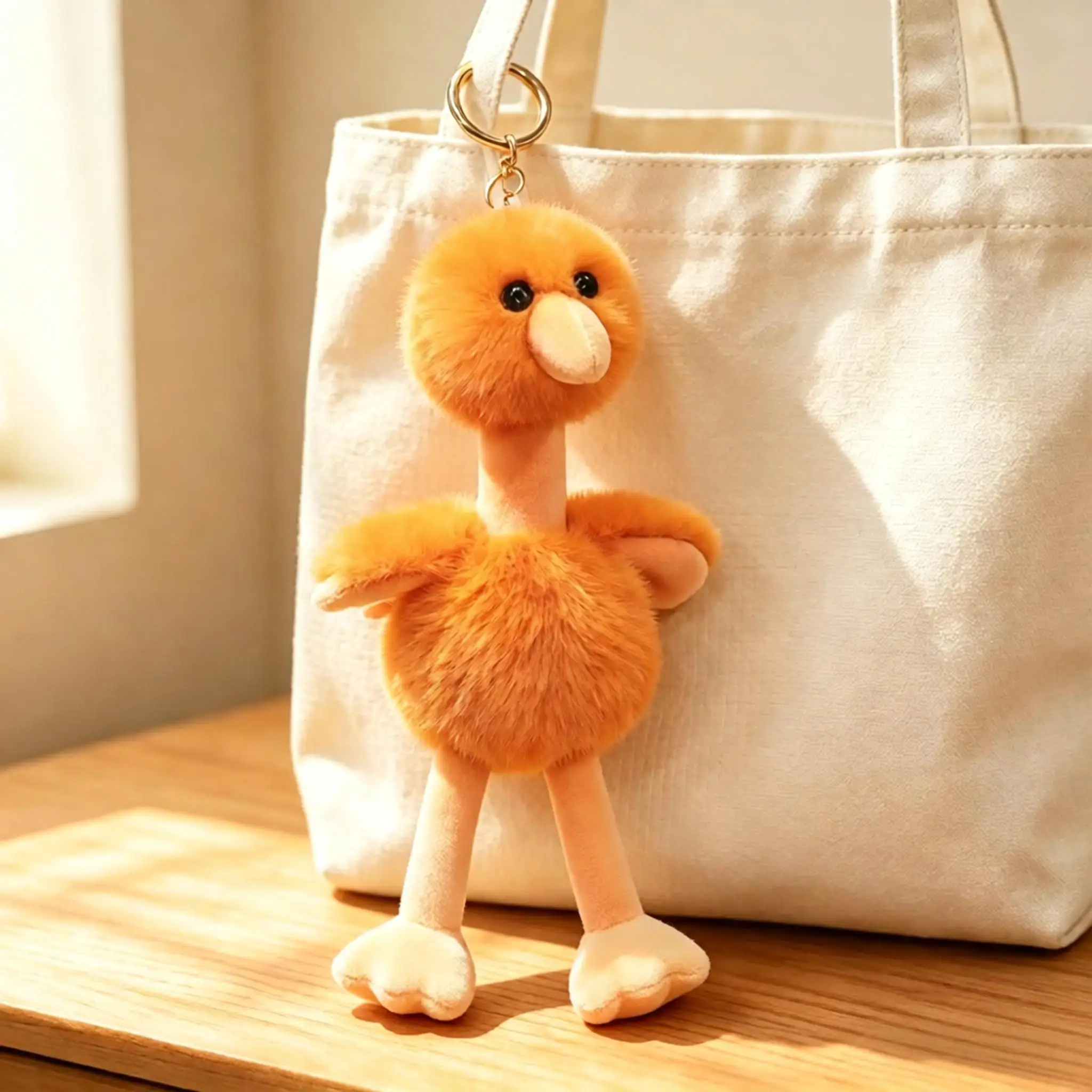 Söt och fluffig strutsfigur 20 cm som ryggsäcks- och väskhänge, dekoration för skrivbord 7 Söt och fluffig strutsfigur 20 cm som ryggsäcks- och väskhänge, dekoration för skrivbord - Bild 7