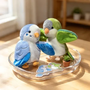 Parrot gosedjur, Multicolor: green, blue, gray and yellow och tecknad, 20 cm