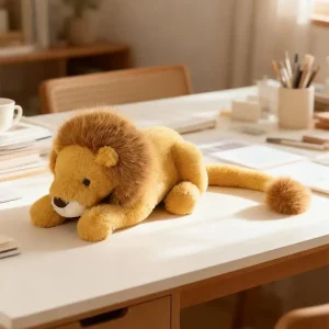 Kawaii lejon gosedjur som tecknad animefigur och söt, rolig kudde, födelsedagspresent
