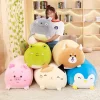 Tecknat katt gosedjur som rund kramkudde med Totoro, hund, pingvin, gris och groda, 25 cm