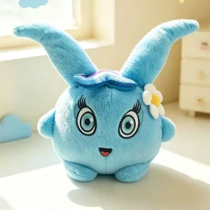 Kanin gosedjur i kawaii-stil, handgjord kudde med stora ögon och animeuttryck