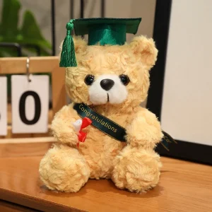 Björn gosedjur, Doctor-themed, wearing a doctor hat och söt, 18 cm