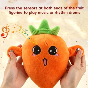 Bananformat gosedjur i kawaii-stil med musik, beatljud och induktionsaktivering