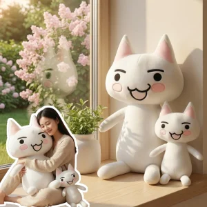 Inoue Toro katt gosedjur som stor vit animefigur och kramkudde för kramar, 80–110 cm