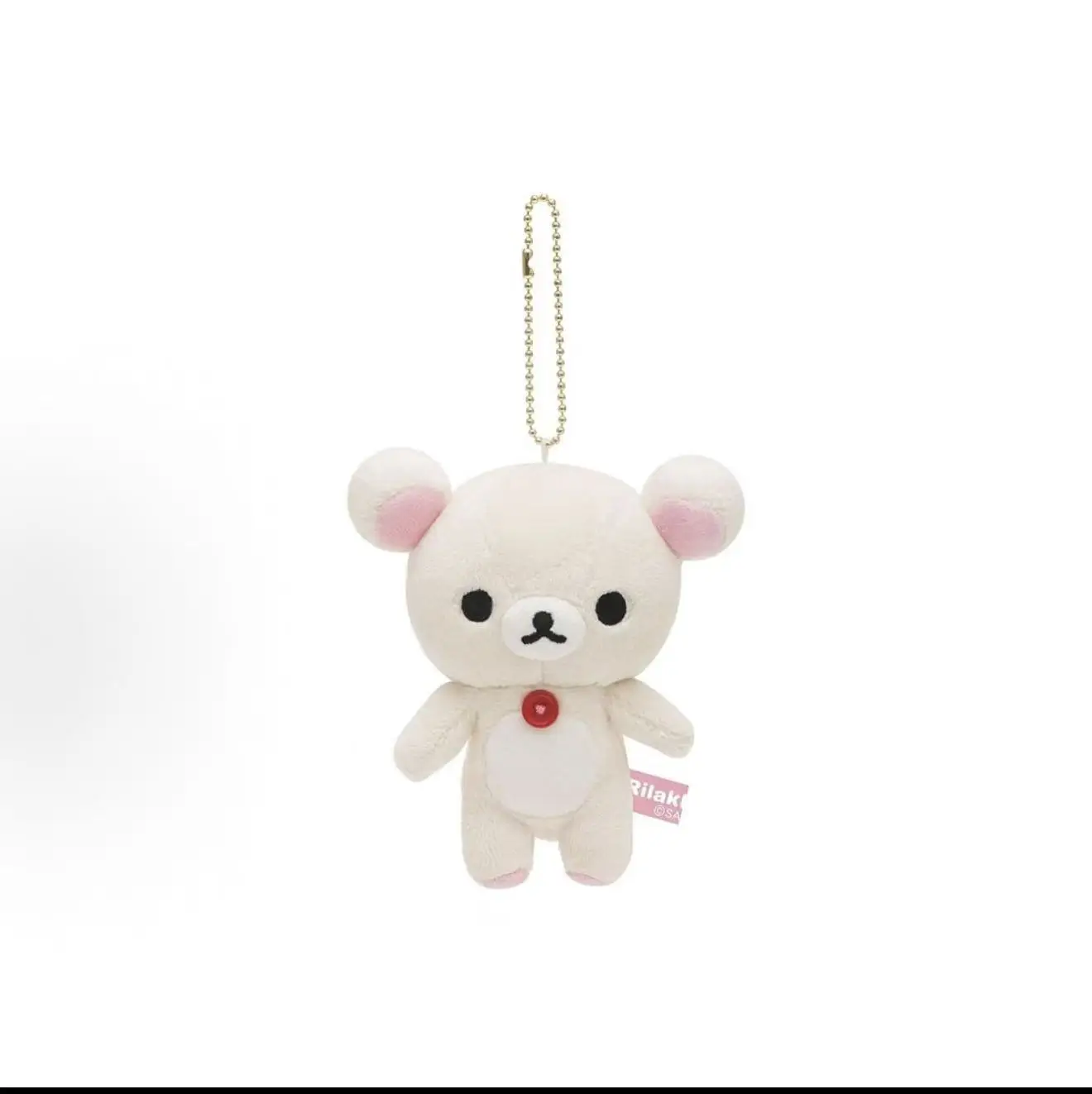 Rilakkuma Relax Bear, klassisk kawaii-björn som mjuk nyckelring och väskberlock för fans 21 Liten vit björnnyckelring med rosa detaljer.