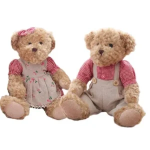 Gulligt björnpar med kläder, 2-pack björn gosedjur för barn, 26 cm, present 17 Gulligt björnpar med kläder, 2-pack björn gosedjur för barn, 26 cm, present