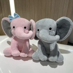 Elefant gosedjur, 25 cm, grått och rosa med kawaii-design för barnrum och som gåva