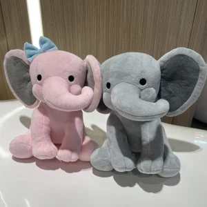 Elefant gosedjur, 25 cm, grått och rosa med kawaii-design för barnrum och som gåva