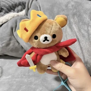 Rilakkuma-nyckelring i kungadräkt med hatt och kudde, present till flickvän