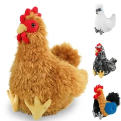 Kyckling gosedjur med långt hår och söt, tecknad tupp- och hönsdesign, 22 cm