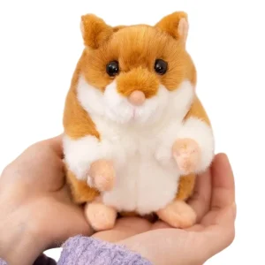 Hamster gosedjur i fluffig, realistisk miniform med stående hållning, 13 cm