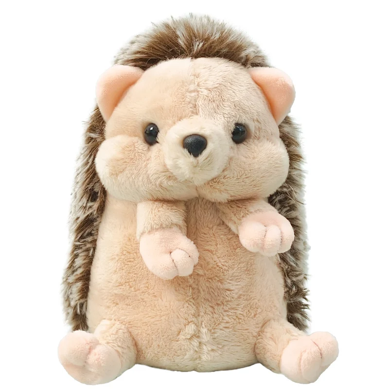 Sött hedgehog gosedjur, igelkott som plyschkudde och sovande kompis, 11–22 cm 21 Framifrån visat igelkottsgosedjur i ljus beige med mörkare taggig päls.