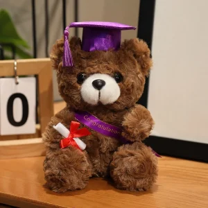 Björn gosedjur, Doctor-themed, wearing a doctor hat och söt, 18 cm