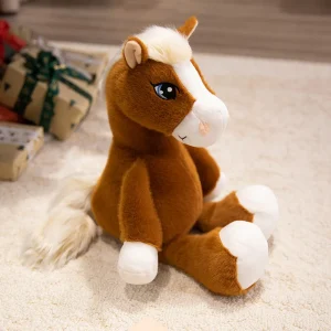 22 cm horse gosedjur med stora ögon, mjuk klassisk födelsedagspresent för barn