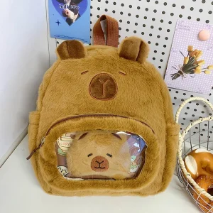Kapybara-ryggsäck med söt tecknad design och stor kapacitet för skola och vandring