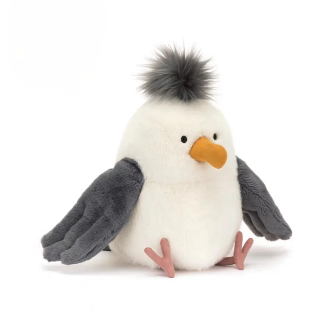 Seagull gosedjur som handgjord måsfågel i tecknad anime- och kawaii-stil, 25 cm 20 Vit mås i mjuk gosedjursform med grå detaljer