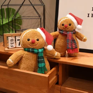 Gingerbread man gosedjur i kawaii-stil som söt julfigur med leende, 25–35 cm 12 Gingerbread man gosedjur i kawaii-stil som söt julfigur med leende, 25–35 cm