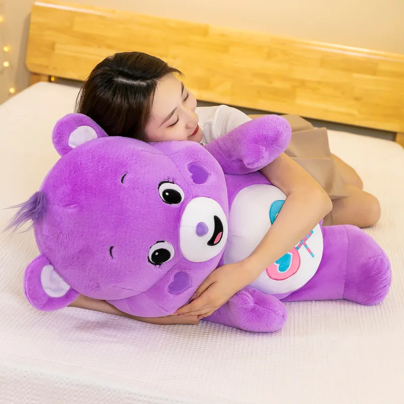 Care Bears björn gosedjur, 30 cm, med söt kawaii-regnbåge och färgstark animestil 34 Lila plyschbjörn som blir kramad.