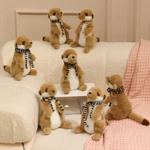 Meerkat gosedjur med realistisk, fluffig surikatdesign som mjuk vilddjursleksak, 22 cm