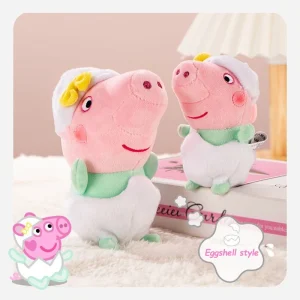 George från Peppa Pig med dinosaurie, rosa mjuk nyckelring för barn, 13–18 cm