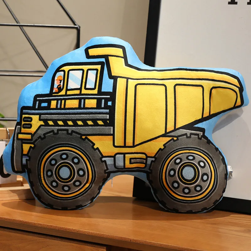Tecknad kramkudde och sittdyna med bulldozer, grävmaskin och lastbil, present för barn 9 Tecknad kramkudde och sittdyna med bulldozer, grävmaskin och lastbil, present för barn - Bild 9