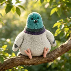 Pigeon gosedjur på med rund, knubbig form och mjuk, verklighetstrogen stil, 20 cm