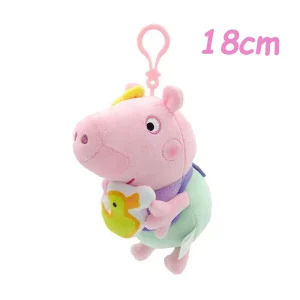 George från Peppa Pig med dinosaurie, rosa mjuk nyckelring för barn, 13–18 cm