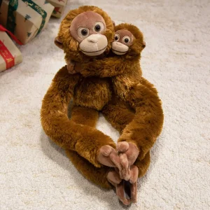 Alternative view of Apa gosedjur med sengångare och orangutang, hängande och verklighetstroget för barn