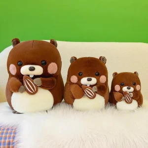 Kawaii hamster gosedjur som mjuk kramkudde, söt murmeldjurfigur som håller i mat, 30–40 cm